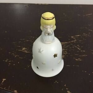Hallmark Handheld Praying Angel Bell White Gold Stars 4.5" Keepsake New